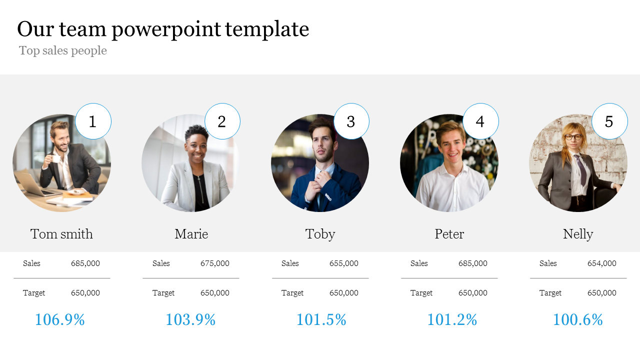 Get Our Team PowerPoint Template Slide Design-5 Node
